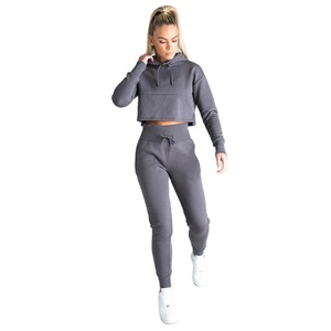 Survêtement en velours pour femmes, 2 pièces, hauts courts, sweat-shirt et Jogging, Logo personnalisé, nouvelle collection 2020 - Product Image 1