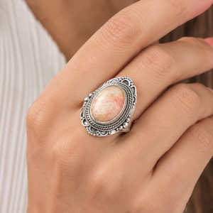 Natural Rhodochrosite Large Gemstone <b>Ring</b> <b>925</b> Sterling <b>Silver</b> Handmade Vintage Boho Statement <b>Ring</b> Women Jewelry Christmas gift - Product Image 5