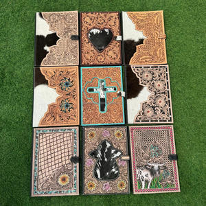 2025 Custom Designer Hand <b>Tooled</b> Portfolio File Folder Multi-function Business A4 Notebook Cover Genuine <b>Leather</b> Snap Padfolios - Product Image 4