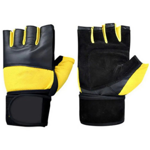 2026 New Half Finger Gym Gloves Yellow Black Adjustable Wrist Strap <b>Weight</b> Lifting Unisex Cotton Material - Product Image 2