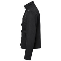 Veste Moto Noire Homme en PU, Col Montant, Fermeture Éclair, Décorations à Boucles, Coupe Coupe-Vent Slim, Style Streetwear Automne