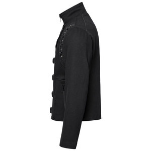 Men Black <b>Gothic</b> Cyberpunk Deconstruction Fit <b>Jacket</b> Buckle Decor Symmetrical Zippered Coat Streetwear 2026 - Product Image 2