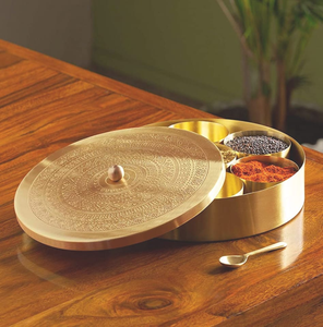 Royal Brass Spice <b>Box</b> Superior Quality Eco-Friendly Brass Spice <b>Box</b> For <b>Herb</b> Spice Tool Set - Product Image 1