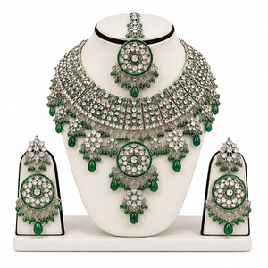 Conjunto de collar indio de plata Kundan, collar de compromiso, joyería india, conjunto de joyería pakistaní, collar antiguo, collar nupcial - Product Image 1