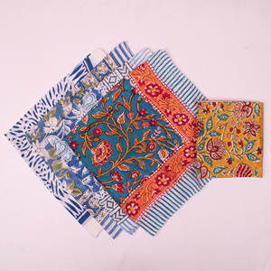 Mouchoirs en coton de luxe imprimés à la main, style bohème vintage, bandana pour femmes, artisanat écologique, réutilisable, cadeau - Product Image 2