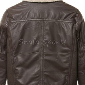 Veste en cuir pour homme, en peau de mouton double face, avec fourrure légère, couleur unie, design personnalisé - Product Image 5