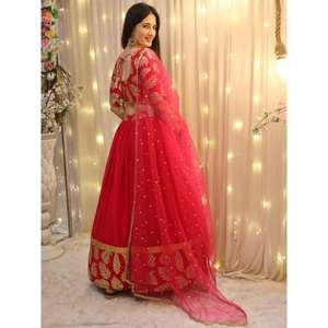 Atractivo Rosa lentejuelas bordadas Georgette recepción desgaste Lehenga Choli - Product Image 3