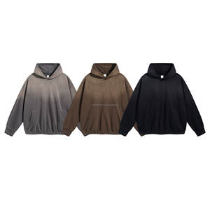 men's hoodies/hoodies men New Style 450G Men's <b>Spray</b> Dyed Ripped Hoodie Distressed Side Pocket Wash French Terry Hem Hooded - Product Image 2