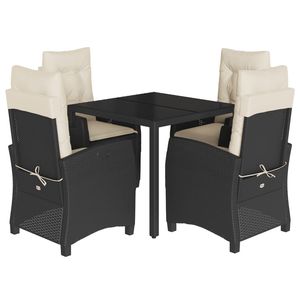 Set da Pranzo da Giardino in Rattan Nero per 4 Persone, Resistente alle Intemperie, Arredamento da Esterno in Stile Contemporaneo - Product Image 2