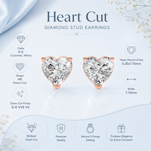 Élégantes boucles d'oreilles clous en or 10K avec diamant de laboratoire taille cœur, solitaire intemporel certifié IGI, bijoux de luxe pour mariage et anniversaire - Product Image 5