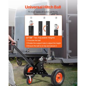 Chariot de remorquage robuste pour remorque, capacité de charge de 1500 lb, avec 2 roues pneumatiques de 16 pouces, chariot et déplaceur 2-en-1, ajustement universel - Product Image 5