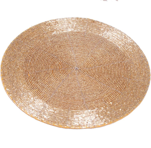 Napperons perlés brodés, sous-plats de luxe, sets de table ronds perlés - Product Image 1