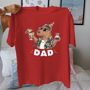 Camiseta de Manga Corta para Mujer, 100% Algodón, Tejido de Punto, Estampado Informal con Diseño de Capibara Celebrando su Cumpleaños, Corte Cómodo - Product Image 4