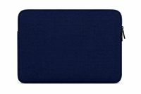 Housse d'ordinateur portable en jute durable et portable, 15,6 pouces, bleu marine, avec fermeture éclair, style simple