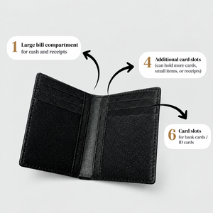Porte-cartes de crédit minimaliste fin en cuir véritable noir avec blocage RFID, étui pour chéquier pour un usage quotidien - Product Image 4