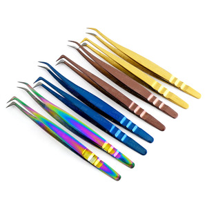 Nouvelle pince à épiler de volume de pointe de fibre de haute qualité pince à épiler d'extension de cils pince à épiler en acier inoxydable Nano Grip 90 degrés - Product Image 1