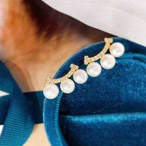 Pendientes de Perlas Cultivadas de Agua Dulce Naturales para Mujer, con Incrustaciones de Diamantes, Diseño de Cara Sonriente, Aguja de Plata, Joyería de Moda - Product Image 1