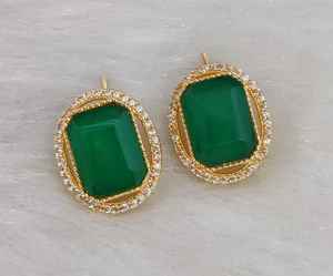 Pendientes de piedra doblete pulida en oro de calidad premium, minimalistas, aptos para cualquier atuendo, ideales para fiestas, ligeros. - Product Image 6