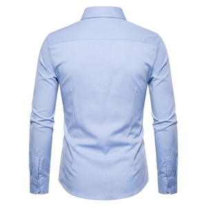 Chemise décontractée à manches longues pour homme, col rabattu, mélange de polyester et de coton, finition satinée, impression par transfert thermique, taille personnalisée - Product Image 5