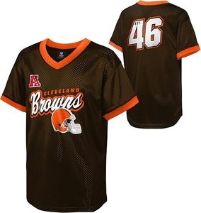 Maillot de sport en maille marron Cleveland Browns à manches courtes, broderie personnalisée, polyester - Product Image 1