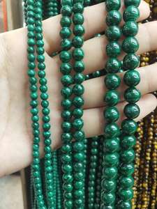 ลูกปัดมาลาไคต์ธรรมชาติทรงกลมเรียบเนียน หินแท้สำหรับทำสร้อยข้อมือ สร้อยคอ DIY เครื่องประดับ - Product Image 2