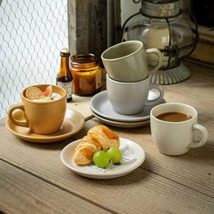 Ensemble de 4 <span class=keywords><strong>tasses</strong></span> et soucoupes <span class=keywords><strong>à</strong></span> <span class=keywords><strong>café</strong></span> en grès coquille d'oeuf moderne pour propriétaire de <span class=keywords><strong>café</strong></span> expresso personnalisé - Product Image 4