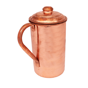 Carafe à eau artisanale 100% cuivre martelé avec couvercle à bouton en laiton, pichet ayurvédique en cuivre pour les bienfaits de l'eau alcaline naturelle - Product Image 2