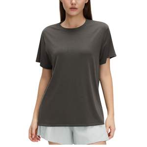 Camiseta Lisa para Mujer, con Logotipo Personalizado, Cuello Redondo, Corte Holgado Informal, Transpirable, de Algodón, Top Básico de Verano, Venta al Por Mayor OEM - Product Image 2