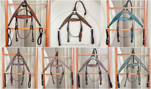 Collier de poitrine Western en cuir repoussé à la main avec accents floraux sarcelle Adjustable Horse Tack pour Rodeo Trail Ranch & Barrel Racing - Product Image 4