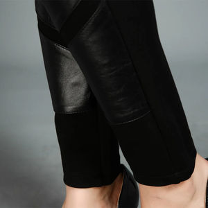 Pantalones de Piel de Oveja 100% para Mujer, Estilo Urbano, Elásticos, de Cintura Alta, Tipo Lápiz, de Cuero Genuino, Negros, para Fiesta - Product Image 5