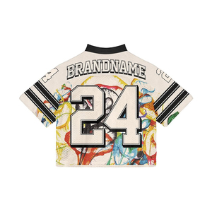 Custom <b>Mesh</b> <b>Crop</b> Football Jersey Women Graphic Number Sports <b>Top</b> Breathable Streetwear Team Wear OEM - Product Image 3