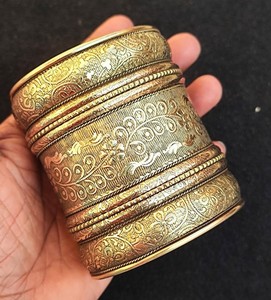 Antique Finished Floral Brass Cuff Stack Wedding Party Festive <b>Adjustable</b> Vintage Chunky Bangle Boho Statement Jewelry <b>Bracelet</b> - Product Image 2