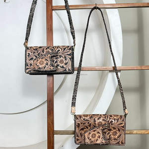 New Hand <b>Tooled</b> <b>Leather</b> Crossbody Bag for Woman's Customized Vintage Bag with Strap & Hand Slot Genuine <b>Leather</b> Ladies Handbag - Product Image 4