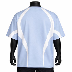 Men's Light Blue Geometric Pattern Short Sleeve O-Neck <b>T</b>-<b>Shirt</b> Quick Dry Regular Fit Casual Knitted <b>Polyester</b> <b>Shirt</b> - Product Image 1