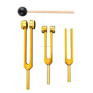 Aluminum Alloy Weighted Tuning Fork Set 128Hz 256Hz 512Hz with Removable Weights <b>Wooden</b> Rubber <b>Mallet</b> Wholesale Supplier - Product Image 5