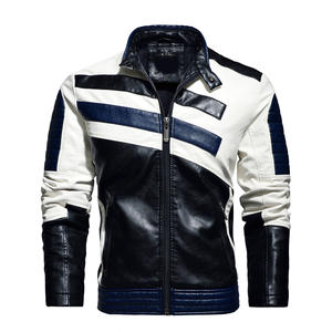 Veste en cuir synthétique pour homme, style bomber, avec doublure en velours, imperméable, fermeture éclair, style formel - Product Image 5