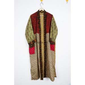 Robe Kimono en Soie Vintage Premium, Style Patchwork Bohème, Vêtement de Détente et de Plage, Prix de Gros - Product Image 5
