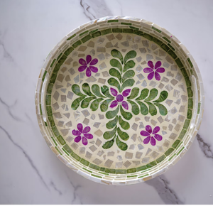 Patrones y colores personalizados, bandeja de fregona de ratán natural hecha a mano, té de la tarde que sirve bandejas con incrustaciones de perlas con logotipo - Product Image 5