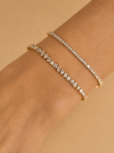 Sterling Silver Moissanite Chain & Link Tennis Bracelet Multi Shape Minimalist Design for Anniversary Gift-Unisex - Product Image 3