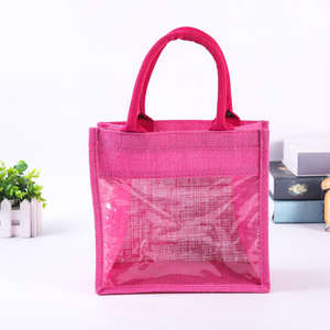 Sac fourre-tout en jute vert avec logo personnalisé, sac de shopping en fibre naturelle écologique pour la promotion d'entreprise - Product Image 4