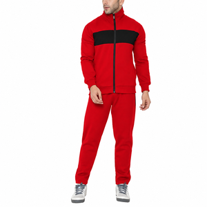 Conjunto Deportivo Personalizado para Hombre con Bloques de Color, Chaqueta con Cierre Completo y Cuello Alto y Pantalones Deportivos a Juego - Product Image 1