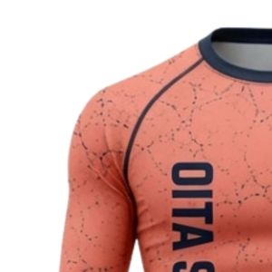 Coral Long Sleeve Compression <b>Shirt</b> Crackle Print Athletic Training Gym Workout Breathable Quick Dry Performance Sportswear - Product Image 4