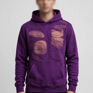 Sudadera con Capucha para Hombre, Color Morado, con Gráfico en Relieve 3D y Bolsillo Tipo Canguro - Product Image 1