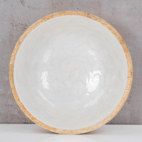 Bol décoratif en bois de manguier avec impression en nacre émaillée, bol en bois pour fruits, salades, collations, service, cuisine, salon