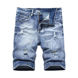 Stylish <b>Men</b> Distressed <b>Jeans</b> Shorts Washed Ripped Casual Cotton Short Pants Lightweight Summer Fashion Streetwear Collection - Product Image 1