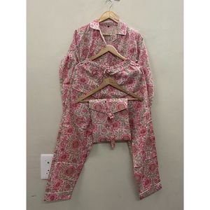 Women 100% Cotton FLORAL Print Pajama <b>Set</b> Soft Breathable Knitted Sleepwear Elastic Waist Two Piece Loungewear - Product Image 1