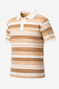 Camiseta Polo de Punto a Rayas Premium para Hombre |   Ropa Casual Transpirable para el Verano - Product Image 5