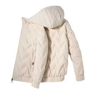 Chaqueta Acolchada con Capucha Negra para Hombre, Cortavientos de Invierno, Cierre de Cremallera Informal, Relleno de Poliéster, Corte Regular - Product Image 2