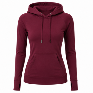 Sudadera con Capucha para Mujer, Color Sólido, Manga Larga, Tejido de Algodón, Transpirable, Impermeable, Ropa de Invierno Deportiva, Diseño Asimétrico - Product Image 1