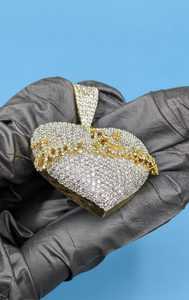 Colgante de Hip Hop con Forma de Corazón, Chapado en Plata 925, Personalizado con Moissanita VVS, Colgante Bicolor, Joyería de Moda para Raperos, Ideal para Regalos - Product Image 6